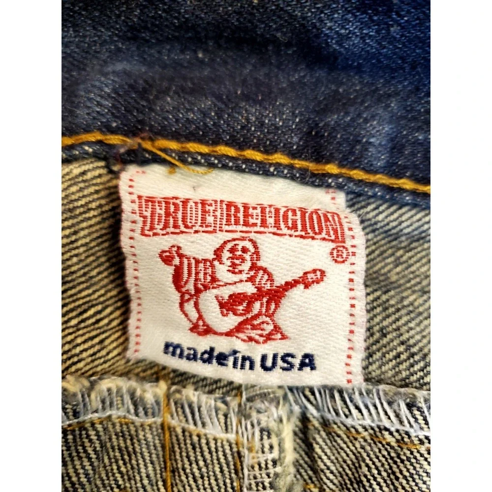 True‎ Religion Rainbow Joey 40 (44x31) USA Camo Distressed Flap Y2K Thrashed